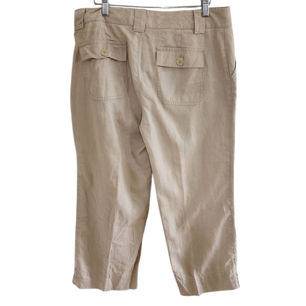 Eddie Bauer Vashon Fit Beach Festival Lounge Organic Linen Crop Pants - Women's - Picture 5 of 8